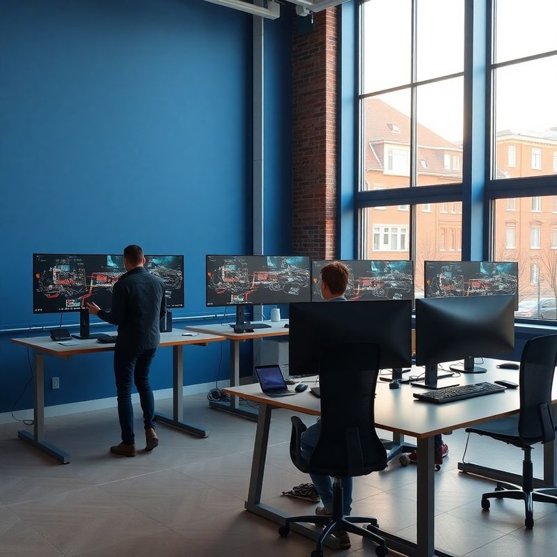 Nowoczesne biuro Małego Pracownia w Krakowie ze stanowiskami programistycznymi